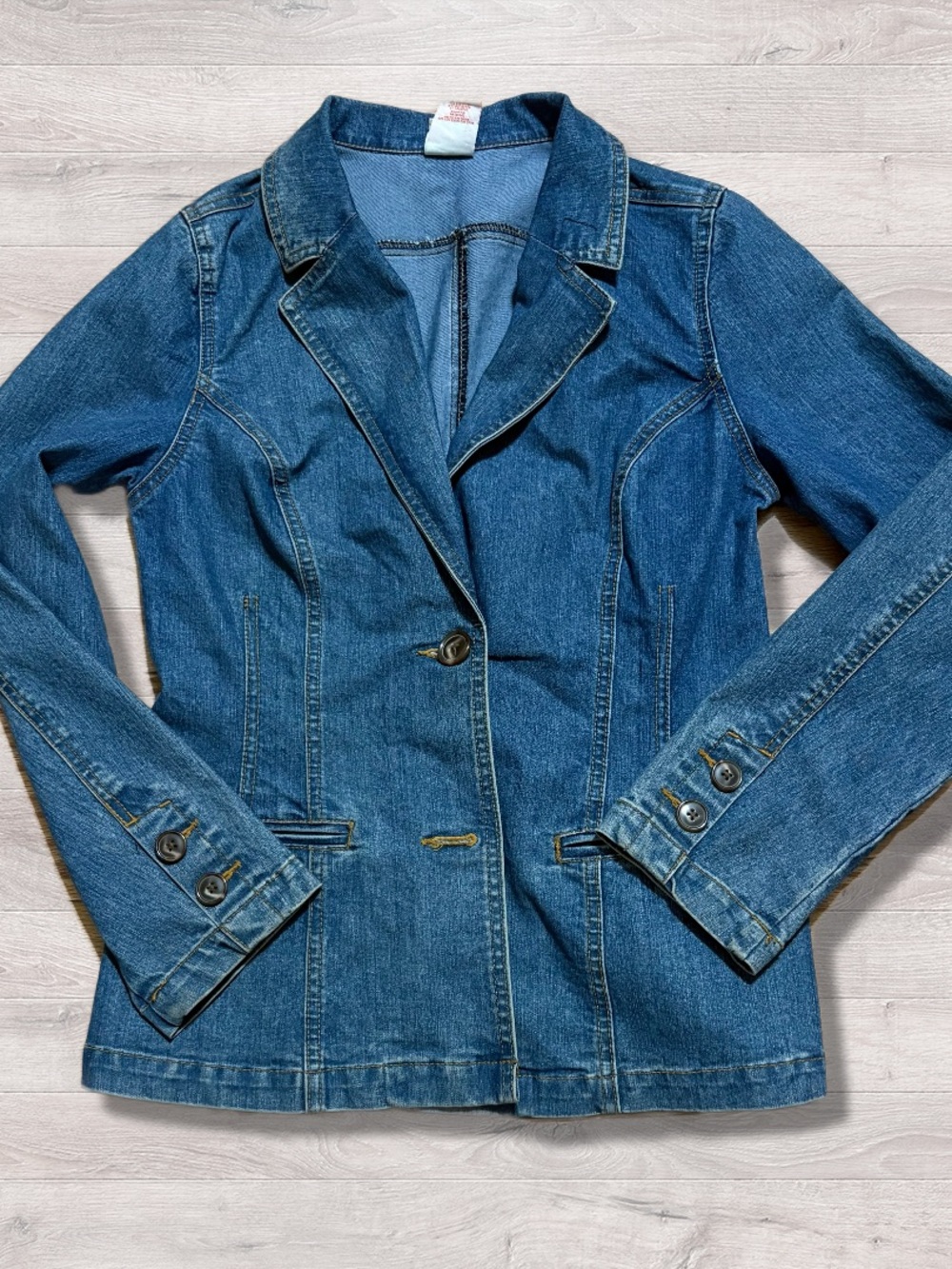 Y2K 2000s Faded Glory Stretch Denim Women’s Blazer Jacket Medium Preppy City